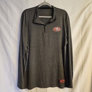 Mens 49er Football Gray 1/4 Zip Pullover With Logo Patch‎ Large